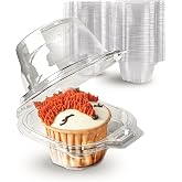 LATERN 60 Pieces Clear Cupcake Boxes, 11cm Individual Plastic Cupcake Boxes Cupcake Stand Single Dome High Hinged Food Contai