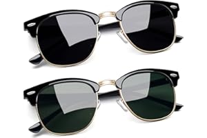 Joopin Occhiali da Sole Uomo Donna Polarizzati Protezione UV Vintage Specchio Classico Rettangolari Quadrati Occhiali da Sole Mezza Montatura