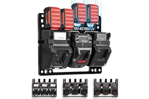 Hksod Wandhalterung für Bosch Akkus und Ladegeräte - Passt für Bosch 18V Serie, fasst 4 Akkus + 2 Ladegeräte, Schwerentflammbarer Kunststoff, Einfache Installation für Werkstatt/Garage