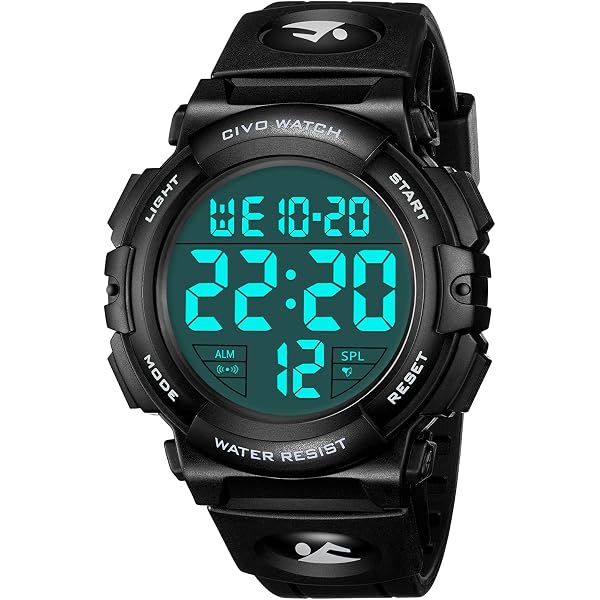 VDSOW Montre Sport Homme Étanché 50m – Numérique Militaire Avec Chrono, Alarme, Rétroéclairage LED Et Grand Cadran