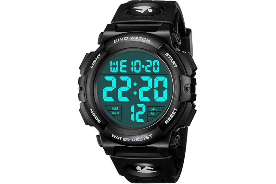 CIVO Men's Digital Sport Watch: Oversized Big Numbers LCD Backlight - Read Time at a Glance While Running No Need to Stop - Clear as Wall Clock from 4M - Waterproof for Outdoor Running & Camping