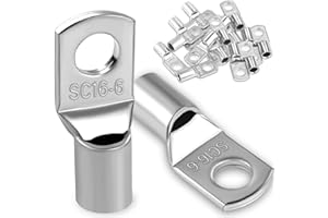 DAWENUR 20 capicorda 16 mm2, M6, terminali ad anello, in rame ispessito, non isolato, SC, colore argento