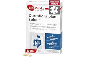 ‎DR. WOLZ Dr. Wolz Darmflora plus select* - 80 Kapseln hochdosiert - 8 Milchsäurebakterien-Stämme - 48 Mrd Bakterienkulturen pro Tag - Kulturen Komplex für Darmschleimhaut & Immunsystem - Darm-Kur* - vegan