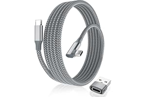 ELEBASE Kabel USB C na typ C 100 W, kątowy, 2 m, z adapterem USB A, wtyczka kątowa 90 stopni, kabel do szybkiego ładowania PD, kabel do ładowania do iPad 10 Air 4 5, Pro Mini 6 generacji, iPhone 15 Plus Max,