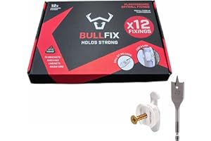 Bullfix Universal Plasterboard Fixings Heavy Duty - Drywall Anchor for Dot & Dab, Stud & Hollow Cavity, Wall Anchor Kit with Screws, Holds Up To 116kg, 20mm Drill Bit - 12 Pack