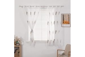 MIULEE Zasłona do salonu, zasłony z motywem drzewa, zasłony z oczkami, do salonu, 2 x 140 x 160 cm, kawa + biała