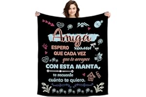 ACAROMAY Regalo Amiga, Regalos para Amigas Manta Personalizada Regalo de Amistad Ideas Manta de Amiga Regalo Cumpleaños Navidad Originales (Amiga-Negro)