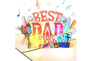FITMITE Fathers Day Card,Pop Up Musical Happy Father's Day Cards,Best Dad Ever,LIGHTS & MUSIC Greeting Card Gifts for Dad Husband Grandpa Son Him