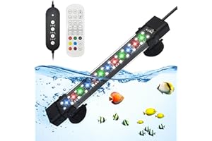 VEGENA Éclairage LED d'aquarium 20 cm 8 W télécommande Étanchéité IP68 7 couleurs minuterie