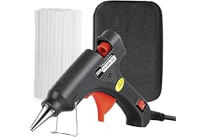 Lumous Rola Hot Glue Gun, 20W UK Plug Mini Heats Up Glue Gun for Crafts with Glue Sticks 50Pcs, Hobby, Craft, Home Repairs, Fabric, Wood, Glass, Card, ON-Off Switch for DIY Arts (Black with Bag)