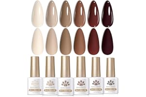 ‎BORN PRETTY Born Pretty UV Nagellack Braun - Hautton Nude Herbst Winter Gel Nagellack UV Lack Neutral Beige Khaki Maniküre und Nagelkunst DIY zu Hause