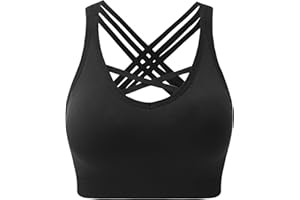 ANGOOL Damen Sport BH ohne Bügel Gepolstert Yoga Bra Kreuz Rücken Sport Bustier für Jogging Fitness