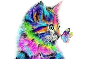 AmzKoi Diamant Peinture, 5D DIY Diamant Complet Chat, Diamant Peinture Kits pour Adultes Strass, Diamant Arts Craft pour la Décoration Murale à la Maison 30 x 30 cm