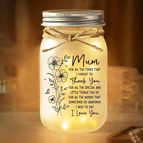 Juratar Mothers Day Gifts for Mum, Mum Birthday Gifts, Mason Jar Night Lights for Mama Mummy, Birthday Gift for Mums from Daughter Son, Presents for Mums on Mothers Day Thanksgiving Christmas