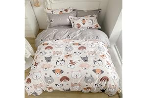 Koudi Kinder Bettwäsche Hund 100x135 mit Kopfkissenbezug 40x60 100% Mikrofaser Braun Grau Dackel-Hund Tiermotiv Bettbezüge Kinderbettwäsche-Set Babybettwäsche