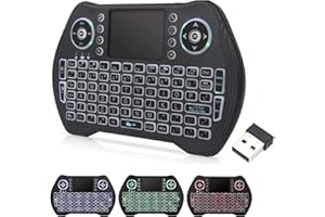 EASYTONE Mini Wireless Keyboard Backlit With Touchpad Mouse Combo and Multimedia Keys 2.4G Mini Keyboard Handheld Remote for Android TV Box,HTPC,PS3,PS4,Windows PC,Smart TV,Tablet