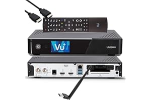 VU PLUS VU+ UNO 4K SE - UHD HDR 1x DVB-S2 FBC Sat Twin Tuner E2 Linux Receiver, YouTube, Satellit Festplattenreceiver, CI + Kartenleser, Media Player, USB 3.0, EasyMouse HDMI-Kabel & 150 Mbit WiFi Stick