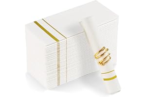 YIDUHAO Gold Napkins,Disposble Cloth Like Napkins, Dinner Napkins,Disposble Hand Towels, Linen-Feel Paper Napkins,12x17inch (50PCS)