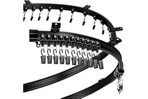JETEC Riel de Cortina de Techo Curvo Montaje Flexible para Riel de Cortina Recto Flexible Litera Ventana de Bahia Tabique (Negro, 5 m/ 16,4 ft)