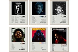 GLRSSN, Set di 6 poster musicali, motivo copertine degli album di The Weeknd autografate, una decorazione artistica da parete per ragazzi, per dormitorio, 20,3 x 25,4 cm, senza cornice
