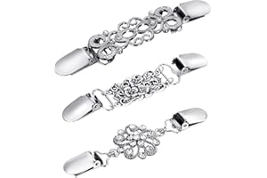 WOOXDYUK Cardigan Clip Vintage Kragen Schal Pin Retro Mantel Broschen und Schal Pins Silber Pullover Clips für Frauen Mädchen Shirt