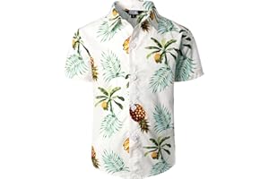 JOGAL Boys' Short-Sleeved Hawaiian Shirt Cotton Summer Leisure Shirts for Children