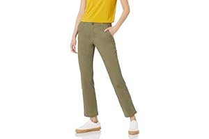 Amazon Essentials Pantalon Chino en Textile Sergé Extensible à Coupe Ajustée et Jambe Droite Femme