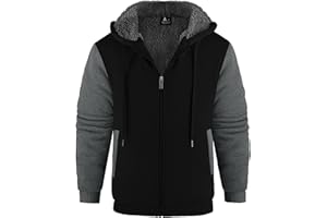 JACKETOWN Sweat Homme Capuche Zippé Veste Polaire Chaude Hiver Sprort Doublé Sweat-Shirt à Capuche Doublure Hoodie