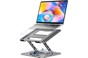 MCHOSE Stojak na laptopa, regulowany stojak na komputer, ergonomiczny stojak na laptopa z obrotową podstawą o 360°, stojak na notebooka, kompatybilny ze wszystkimi laptopami 25.4-43.2 cm, szary (Space