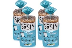 SRSLY Low Carb Keto Bread x4 | 0.7g Carbs & 43 Kcals | Freshly Baked, Light & Fluffy | Certified by Sugarwise | High Protein | Low Calorie | Seriously Low Carb | 4 Sliced Loaves