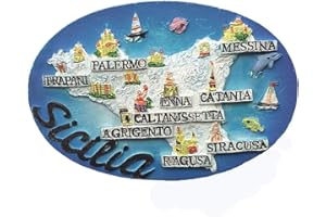MUYU MAGNET Magnete da frigorifero a forma di mappa della Sicilia, calamita 3D per frigorifero, souvenir, idea regalo per la casa e la cucina, calamita da collezione