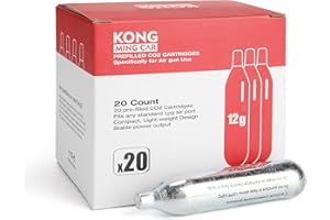 KONG MING CAR Cartouches CO2, Bouteille de gaz CO2 Haute pureté avec boîtier en Acier, sans Huile & Conception Anti-Fuite pour appareils pneumatiques & Accessoires