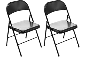 LeChamp Folding Chairs Metal Frame Indoor Fold Up Chair Folding Desk Chairs Easy Folding and Storage Foldable Chairs for Office Home Extra Seat 2 Pack Black Chairs…