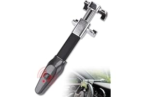 ‎TEVLAPHEE Tevlaphee Riegel Lenkradkralle mit Alarm, 120dB, Lenkradschloss, Lenkradsperre, Lenkradkralle für Auto, Einziehbare, Universelle Passform, Silber