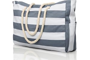 oscaurt Beach Bag, Large Beach Bags for Women, Waterproof Beach Tote Bags with Zip and Rope Handle, Summer Beach Bags Holiday Essentials Travel Bag Shopping Shoulder Handbags for Pool Gym Picnic