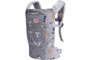 Bebamour GreyAnimals - Mochila portamuñecas para niñas, 3 en 1, Suave, 100% algodón, Color Gris