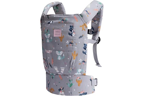 Bebamour Porte-poupée 3 en 1 pour Fille, écharpe de Portage Douce, 100% Coton, GreyAnimals