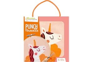 AVENUE MANDARINE My Mandarine KC150C - Un kit Point de croix enfant PUNCH NEEDLE - Tableau 18x18 cm - À partir de 6 ans - LICORNE, Liconre