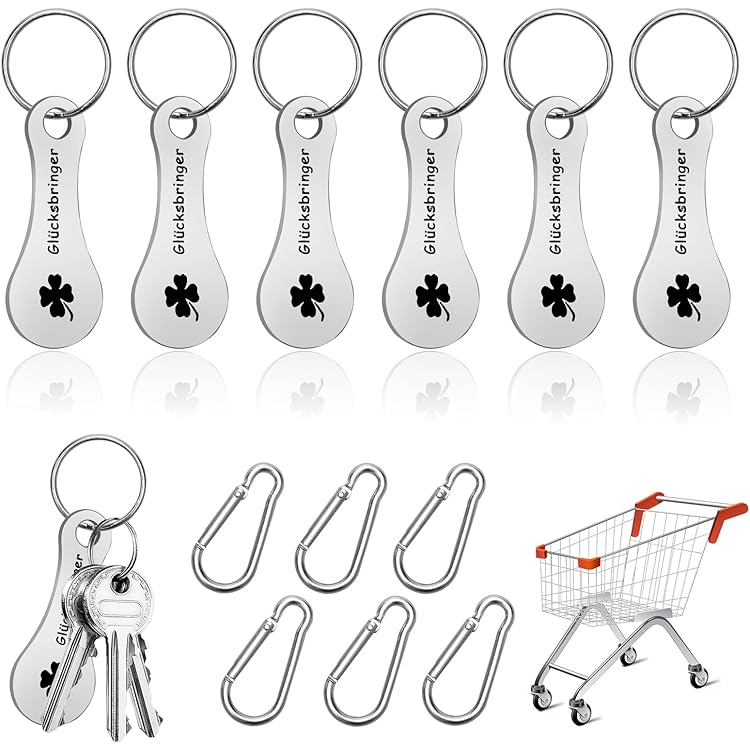 Metalen Ronde Sleutelhanger Met Opener, Dominglabel En Winkelwagenmunt Aan Magneet