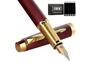 Zalantan Fountain Pen, luxury pens, Fine point smooth writing pens for journaling fancy pens with Gift Case 10 black ink cartridges an ink converte nice pens metal pen writer gifts (Matte Red)