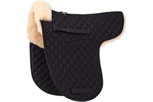 Merauno Selle de selle en peau d'agneau véritable et coussin polyvalent avec fourrure d'agneau véritable et coton matelassé