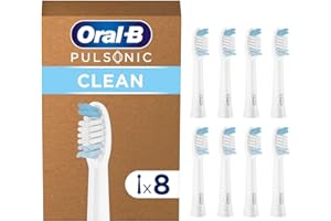 ‎ORAL-B Oral-B Pulsonic Clean Aufsteckbürsten — ORIGINAL Zahnbürstenaufsatz für Oral-B Schallzahnbürste — Ersatzbürsten, Bürstenköpfe für Gründliche Reinigung, Briefkastenfähige Verpackung — Weiß, 8 Stück