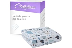Dailydream Coperta imbottita per bambini, terapeutica, 90 x 120 cm, 2,3 kg, motivo foresta, 100% cotone, con perle di vetro, trapunta ponderata, lenitiva e rilassante, peso corporeo 20 – 35 kg