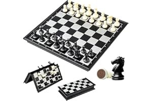 EACHHAHA Jeu d'échecs Echiquier magnétique（25 * 25cm）, Echecs de Voyage Pliable et Portable, Jeu de Société pour Enfants et Adultes
