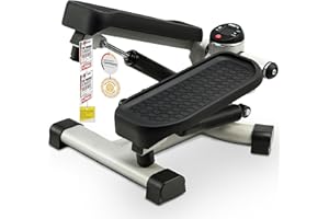 SportPlus Mini Stepper 2 en 1 avec Technologie de Commutation brevetée, Stepper Swing et Stepper Mon/Descente en Un Seul Appareil, jusqu'à 100 kg, Cylindre hydraulique sans Usure