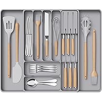 Porta Posate Cucina Cassetto Vassoio Organizzatore Per Posate BEWOS - 6 Scomparti In Plastica Senza BPA, Superficie Smerigliata, Per Cassetto Cucina Organizer Utensili Nero