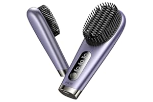 [2024 Upgraded] Llano Cordless Hair Straightener Brush,Portable Mini Straightening Brush for Travel, Negative Ion Hot Comb Hair Straightener for Women, 6400 mAh USB Rechargeable, 100M+ Ions Hot Brush