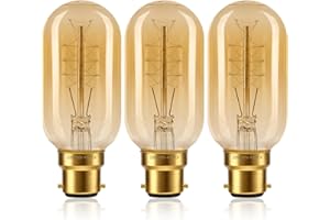Liuyife 3 Pack Dimmable T45 Vintage Edison Bulb, B22 Base Amber Filament Bulb, Warm White 2200K, Suitable for Bedrooms, Cafes, Chandeliers, Bookstores, and Decorative Lighting