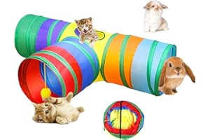 SUPJADE Rabbit Bunny Cats Tunnels-Toys - Tube Collapsible 3 Way Rabbit Guinea Pigs Hides Hideout Small Animal Activity Toys Kitten Tunnel Tube