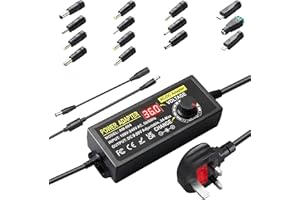 MEIYUE 108W Adjustable Power Supply Adapter 9V~36V 3A, Universal AC100V-240V to DC 9V-36V Adapter, DC 9V 12V 15V 18V 20V 24V,25V,30V,36V,100V-240V AC to DC Converter with 14 Tips & Polarity Cable